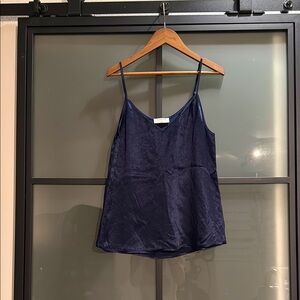 Aritzia Babaton Satin Navy Blue Cami Top